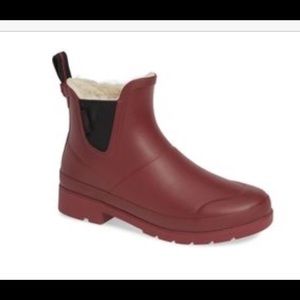 Burgundy Tretorn Fleece Rain Boots